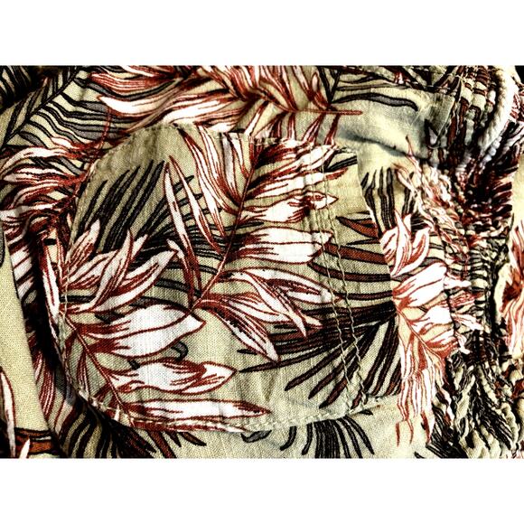 CALI 1850 Linen Blend Palazzo Pants Size Medium Tropical Leaf Print Beach Cruise - Picture 7 of 8